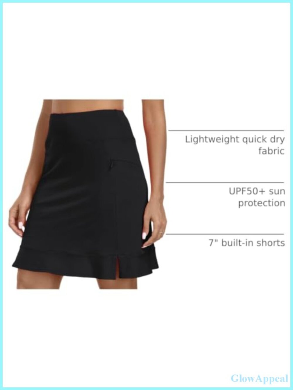 Women's 20" Knee Length Golf Skort Athletic Tennis Skirt with 4 Pockets - Picture 3 of 6